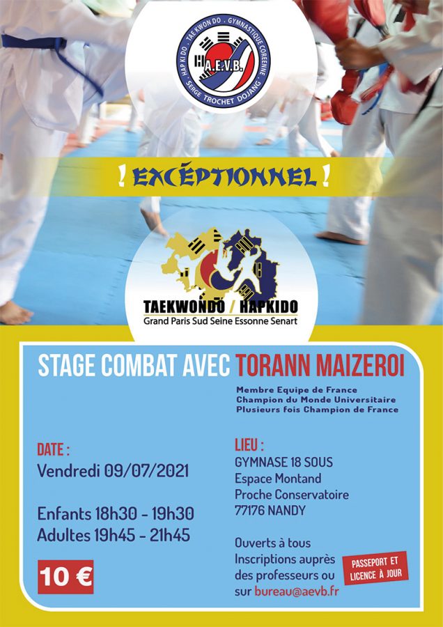 Affiche AEVB Stage combat du 09-07-2021 Affiche AEVB Stage combat du 09-07-2021