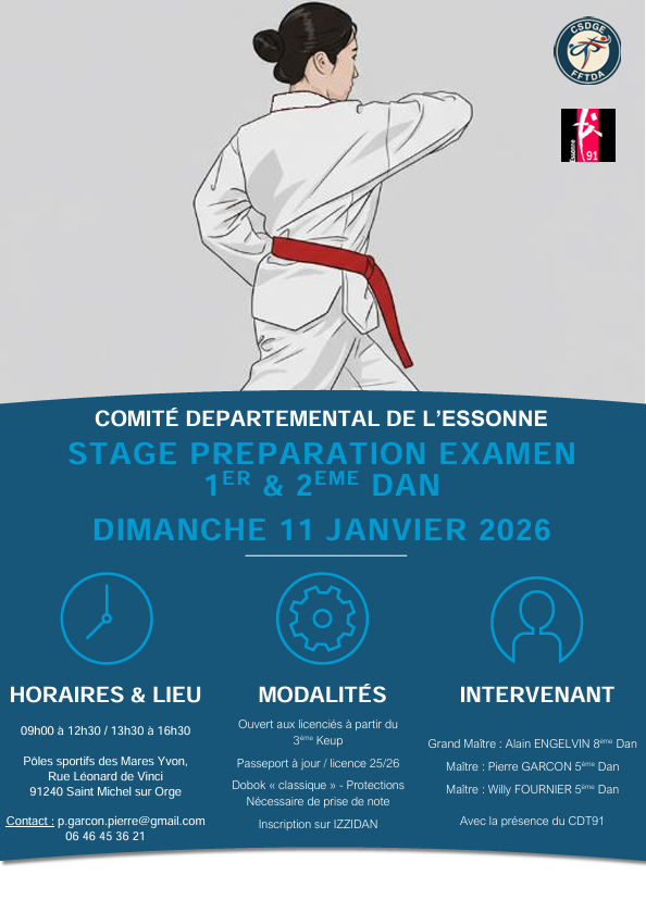 stage préparation 1er et 2e dan taekwondo CDT91