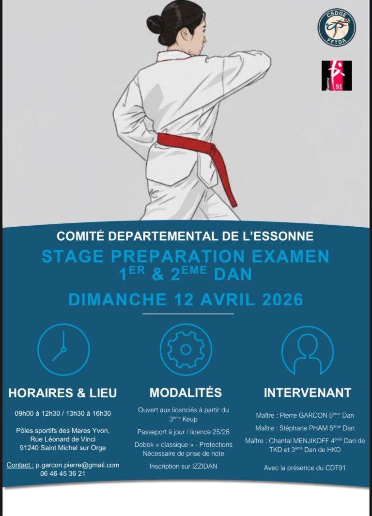 stage préparation 1er et 2e dan taekwondo CDT91